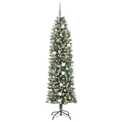 Artificial Slim Christmas Tree Green and White 82.68 in
