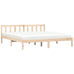 Bed Frame Natural 75.98 x 79.92 in Solid Pine Wood