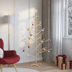 Wooden Christmas Tree Natural 70.87 in Solid pine wood