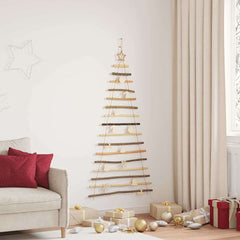 Christmas Tree with 80 LEDs Natural 59.06 in Solid Ash Wood