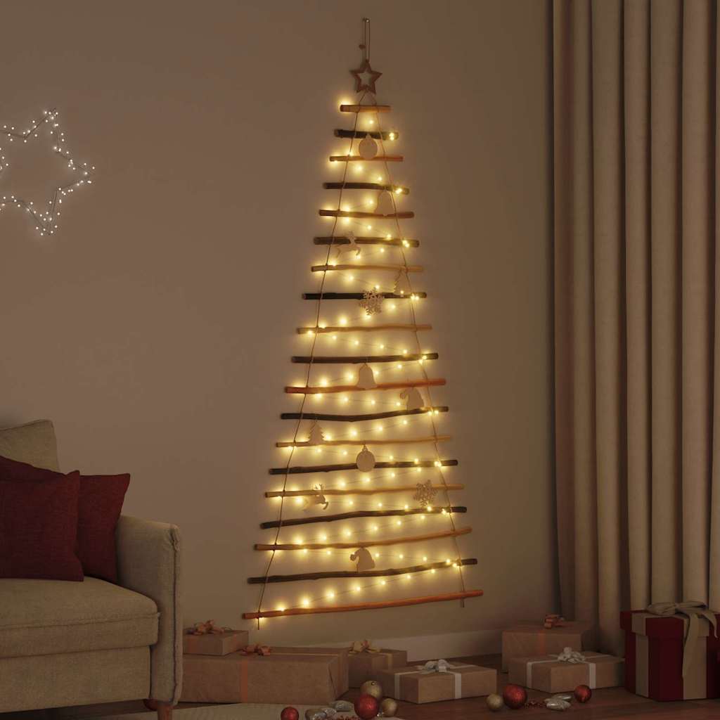 Christmas Tree with 100 LEDs Natural 70.87 in Solid Ash Wood