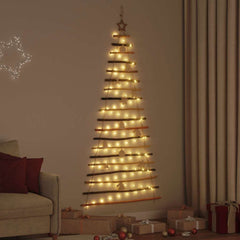 Christmas Tree with 100 LEDs Natural 70.87 in Solid Ash Wood