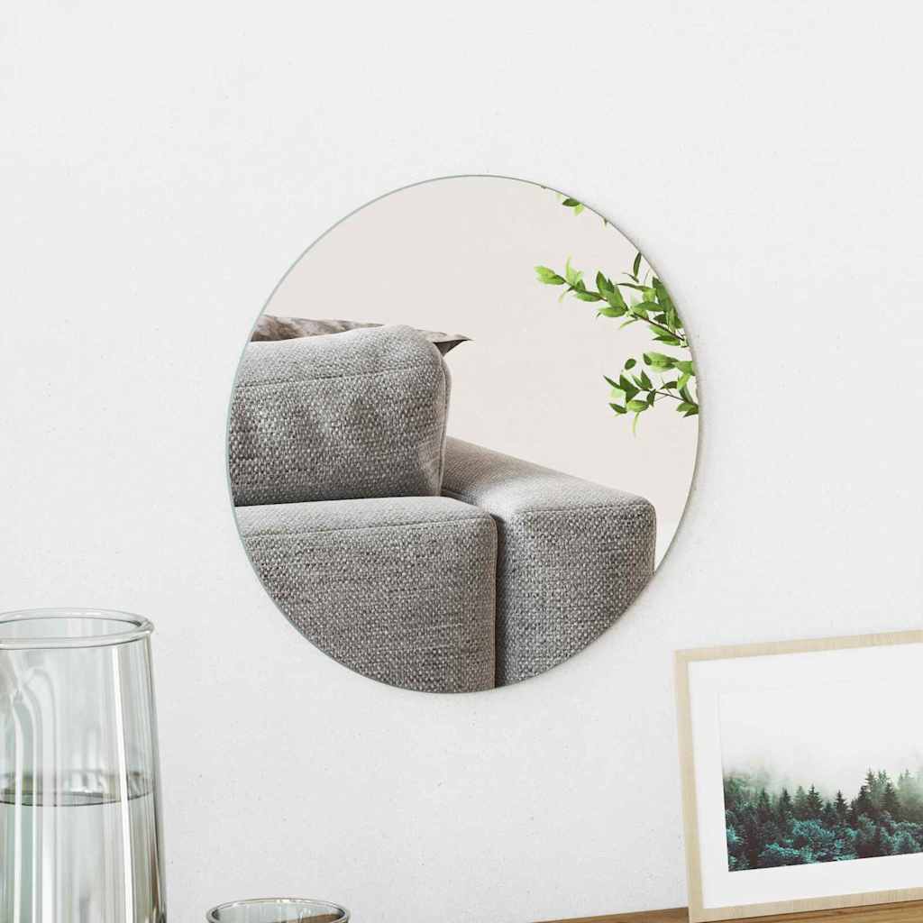 Wall Mirror Round Ø 11.81 in Tempered Glass
