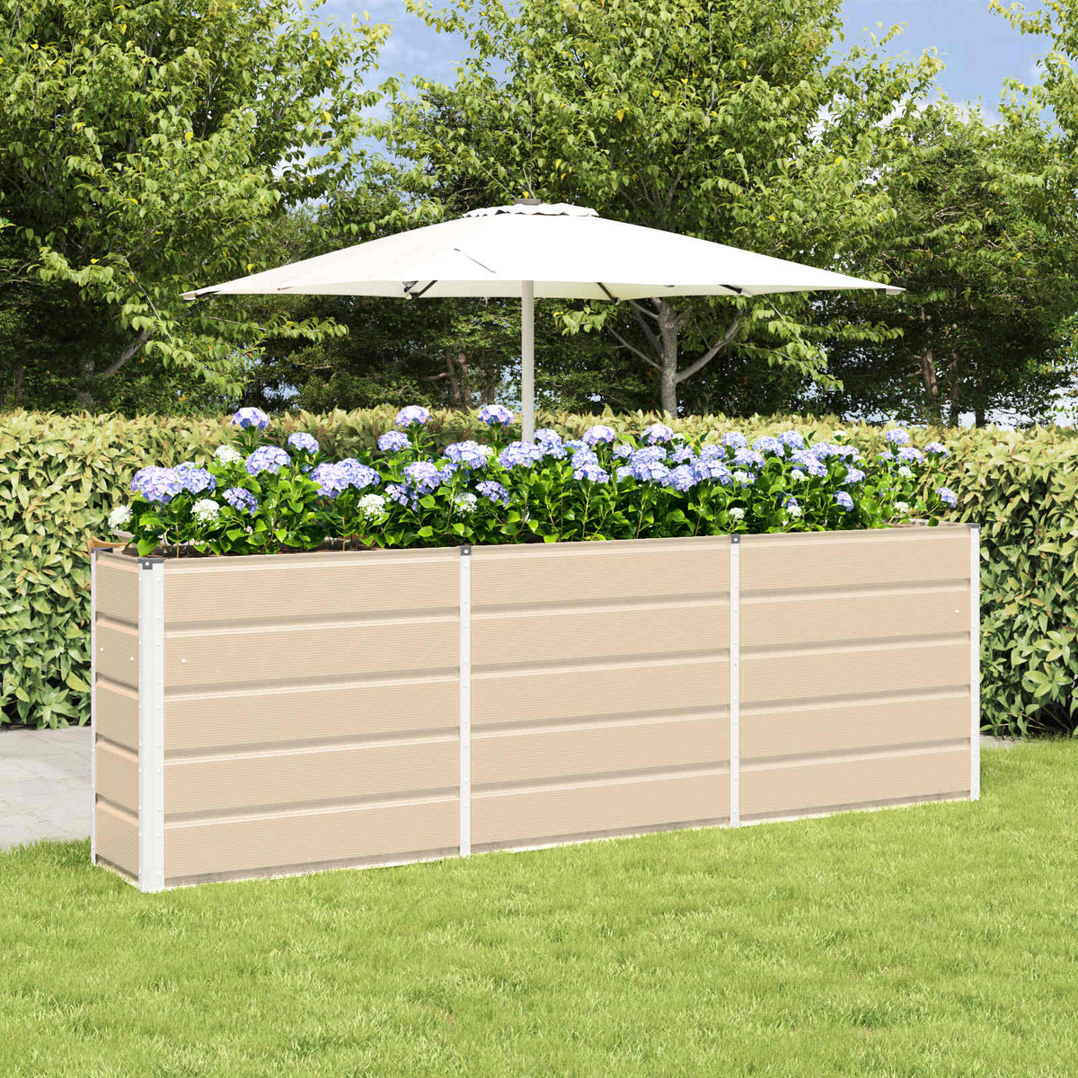 Planter Ivory 94.49 x 15.75 x 29.53 in Steel