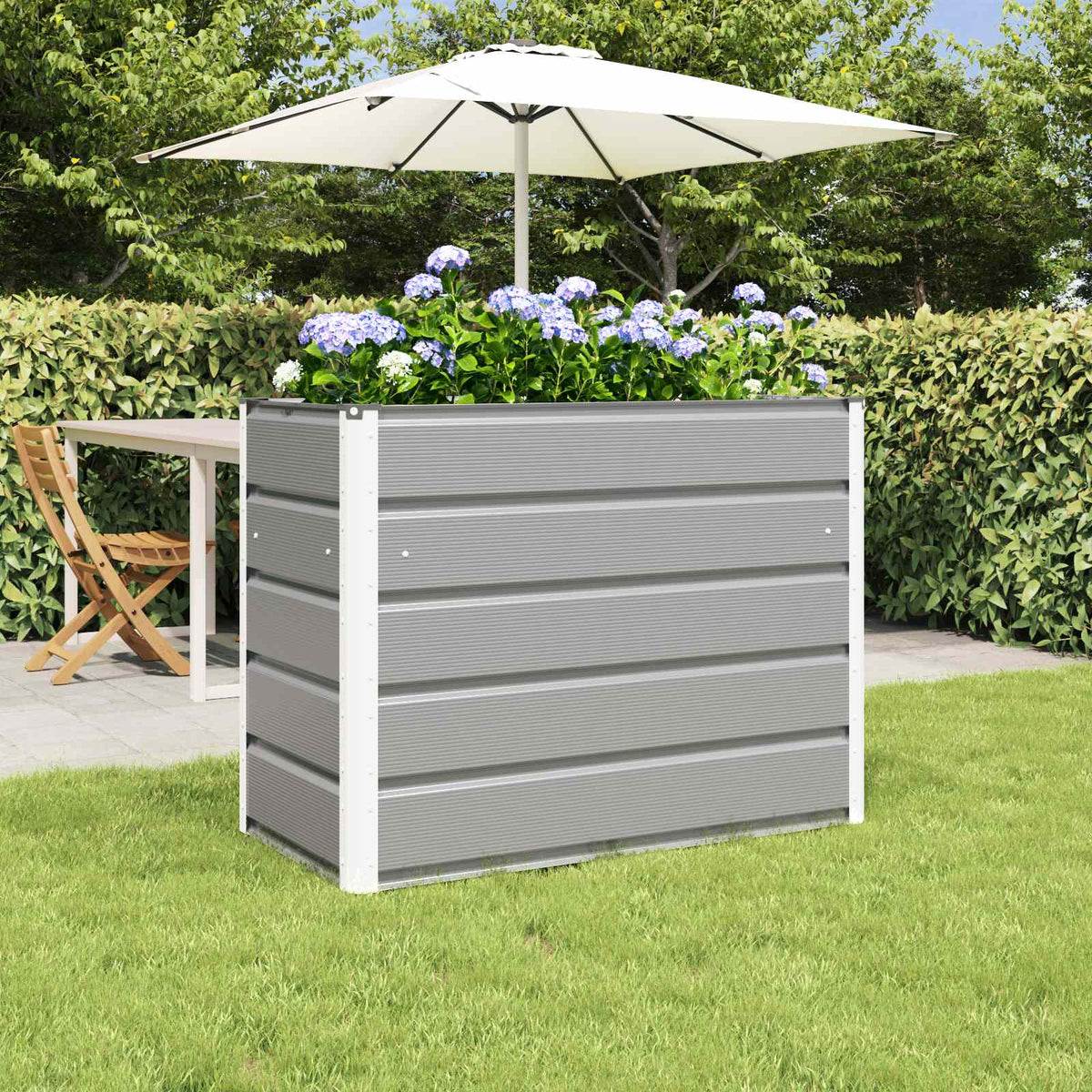 Planter Light Grey 39.37 x 19.69 x 30.31 in Galvanised Steel
