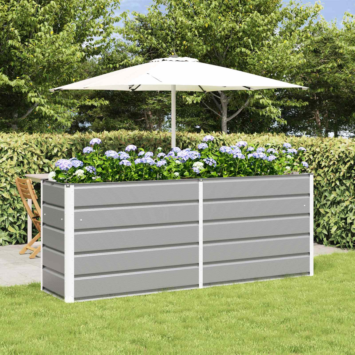Planter Light Grey 76.77 x 19.69 x 29.53 in Galvanised Steel
