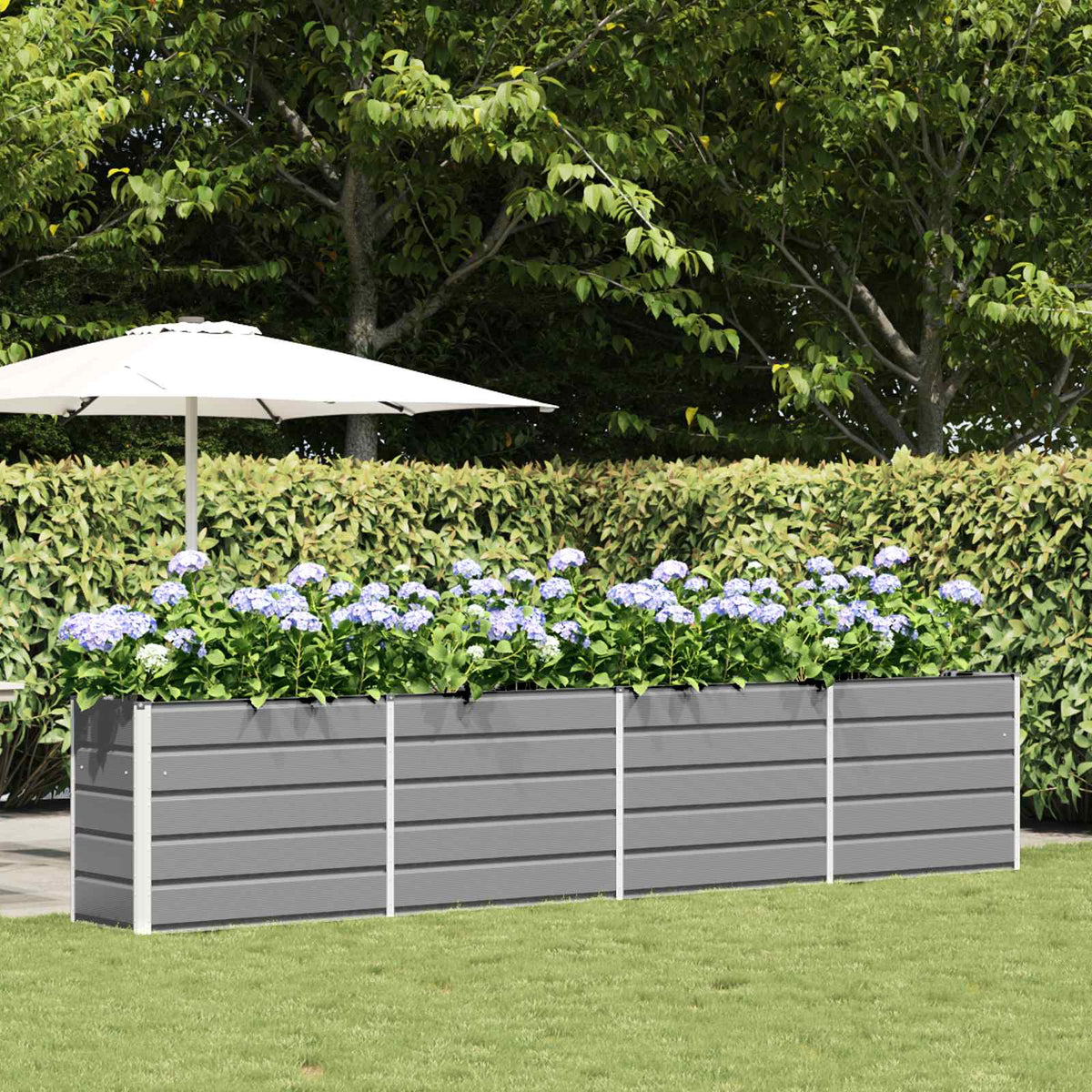 Planter Light Grey 151.57 x 19.69 x 29.53 in Galvanised Steel