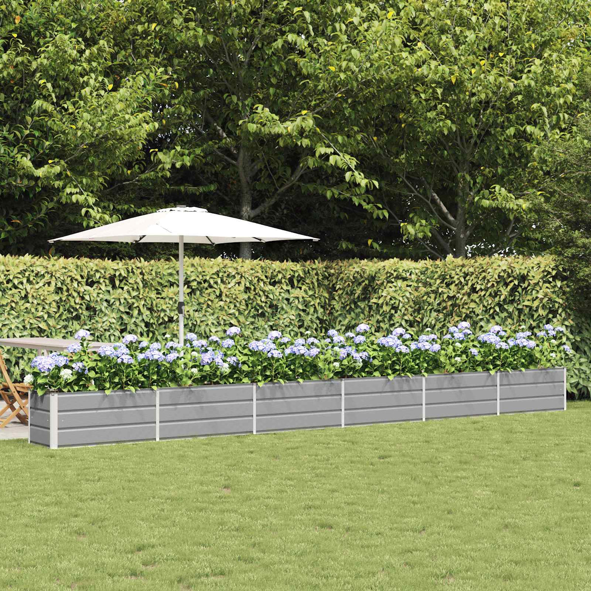 Planter Light Grey 228.35 x 19.69 x 17.72 in Galvanised Steel