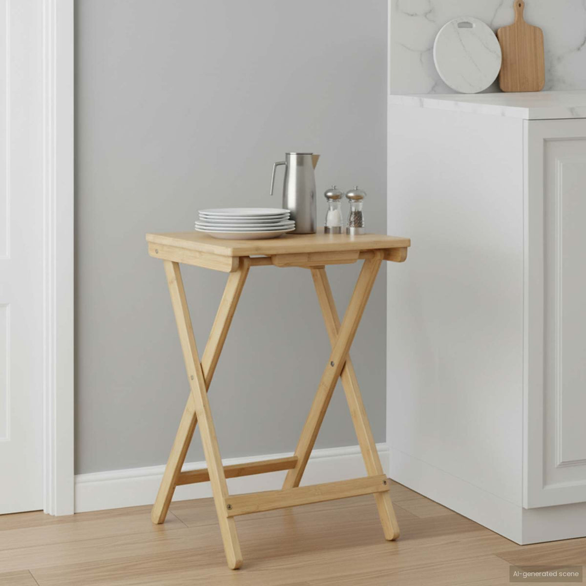 Kitchen Table Folding Natural 15.75 x 11.81 x 21.06 in Bamboo