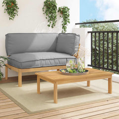 Sofa Set with Cushion Plain Manual 2 pcs Grey Solid Acacia Wood