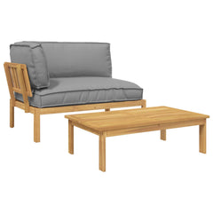 Sofa Set with Cushion Plain Manual 2 pcs Grey Solid Acacia Wood