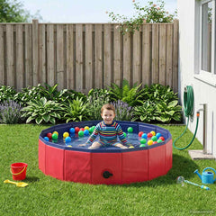 Foldable Dog Swimming Pool Red 31.50 x 31.50 x 7.87 in PVC