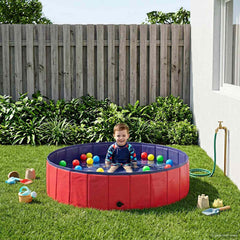 Foldable Dog Swimming Pool Folding Red and Blue PVC