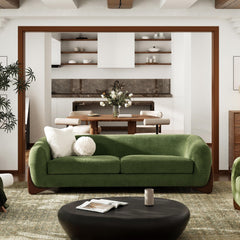 Vista 90.5" Sherpa Sofa, Moss Green Fleeced Teddy