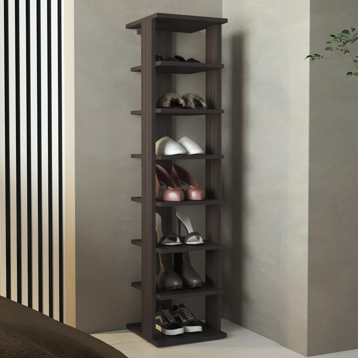 Saturn Rack, Gray Walnut, 7 Shelves
