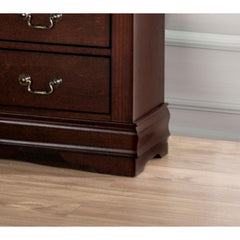 Dark Cherry Finish Transitional Style Chest 1pc Bracket Legs Dust Proof Case Hanging Drawers Pull English Dovetail Drawers Bedroom Furniture