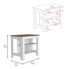 2 Piece Kitchen Set, Delos Kitchen Island + Barbados Pantry Cabinet , White /Walnut /Light Oak