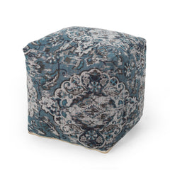 Crown Square Pouf, Blue