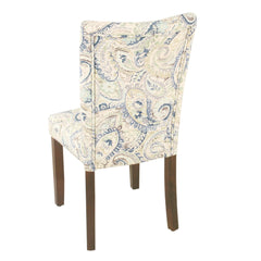 Vertex Parsons Dining Chair Set of 2, Cream Blue Velvet Paisley Print