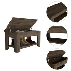 Aria Storage Table, One Extendable Table Shelf, Four Legs, Lower Shelf -Dark Brown