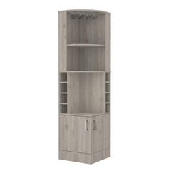 Light Gray 8-Bottle 2-Shelf Bar Cabinet