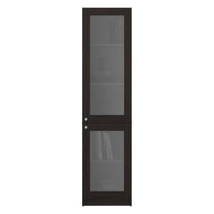 Home Double Glass Door Bookcase Cabinet with 5 Interior Shelves for Linen or Décor Storage