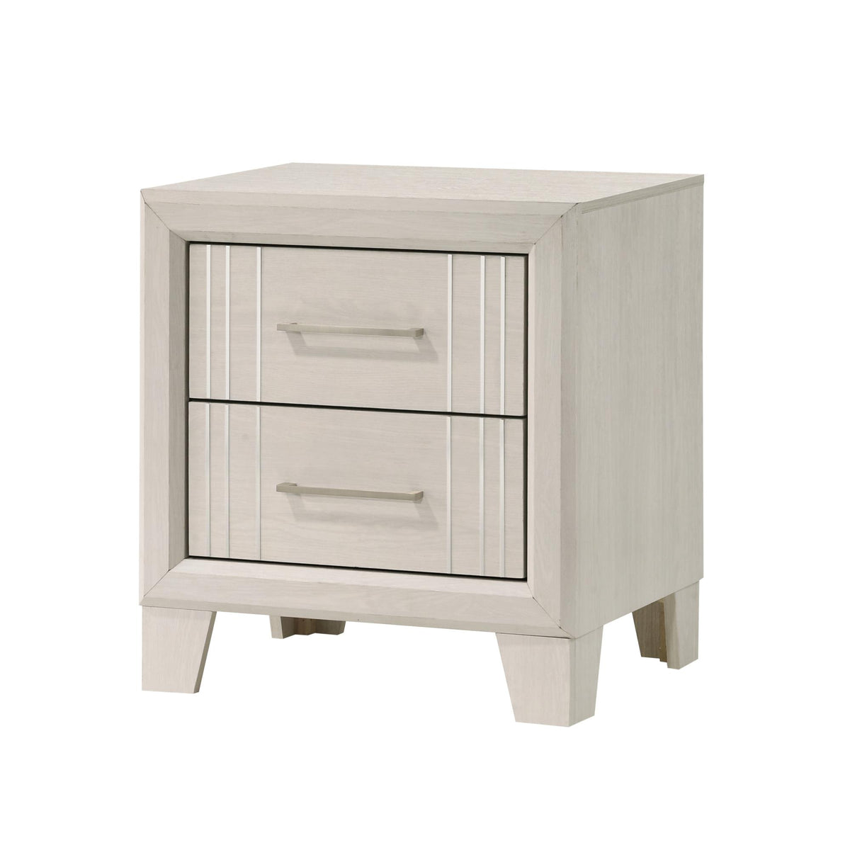 1pc Contemporary Two-Drawers Nightstand Bed Side Cabinet Wooden Furniture White/Beige Color