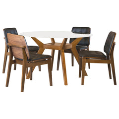 Museum Brown 5-piece Round Glass Top Dining Table Set