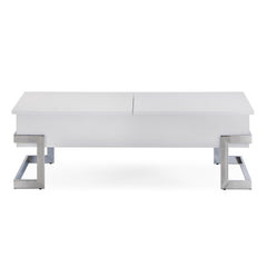 White High Gloss and Chrome Coffee Table with Lift Top