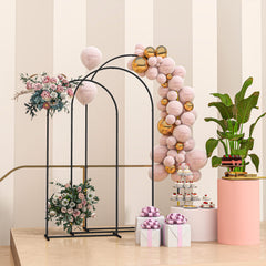 Metal Arch Backdrop Stand Set of 3, 7/6.5/6 ft Wedding Arch Frame, Balloon Backdrop Arch Stand Set for Birthday Party, Bridal Shower, Graduation, Ceremony, Banquet Decorations, Black