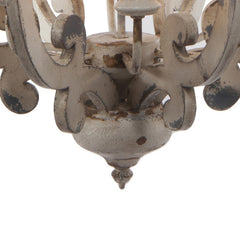 Saga 21 Inch 6 Light Chandelier, Carved Wood Frame, Classic, Vintage, White