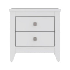 Halo Nightstand , End Table, Side Table Two Shelves, Four Legs -White