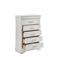 Modern 5 Drawers Chest made with Wood in White