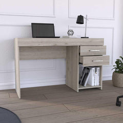 Showcase Two Drawer Computer Desk, One Lower Shelf -Light Gray
