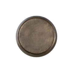 JOURNAL Modern Contemporary Round Aluminum material 32" Coffee Table, Farmhouse Table with Glossy Hand Hammered Design Antique Gold