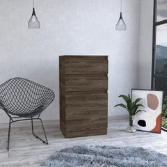 Hestia Dresser With Jewelry Box, Single Door Cabinet, Mirror, Two Drawers -Dark Walnut