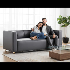 Polyester Sofa with Tufted Low Back Design, Elegant 3 Seater Couch for Coastal and Modern Farmhouse Living Rooms, 87 Inch Wide, Easy Assembly