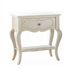 Traditional Pearl White Finish Formal Nightstand with Drawer and Shelf Wooden Youth Bedroom Furniture 1pc