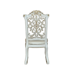 Eternity Synthetic Leather & Antique Pearl Finish Side Chair (Set of 2)