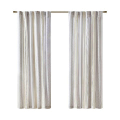 Celestia Printed Curtain Panel with Tufted Stripe and Lining White/Brown 50x84"