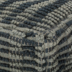 Menelaus Fabric Square Pouf, Blue and Teal