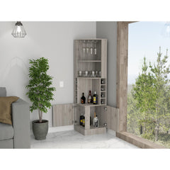 Light Gray 8-Bottle 2-Shelf Bar Cabinet