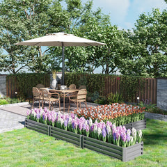 Steel Raised Garden Bed, Set of 5 Large Box Planters for Outdoor Plants Vegetables Flowers Herbs, 8x8x1ft, Gray