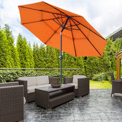 9FT 3 Tiers Patio Umbrella Outdoor Market Umbrella with Crank, Push Button Tilt for Deck, Backyard and Lawn, Orange