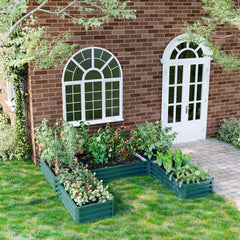 Steel Raised Garden Bed, Set of 5 Large Box Planters for Outdoor Plants Vegetables Flowers Herbs, 8x8x1ft, Green