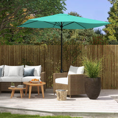 6.5' x 10' Rectangular Market Umbrella, Patio Outdoor Table Umbrella with Crank and Push Button Tilt, Teal
