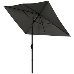 6.5' x 10' Rectangular Outdoor Patio Table Market Umbrella with Crank and Push Button Tilt, Dark Gray