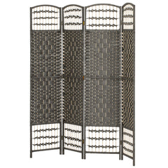 4 Panel Room Divider, Folding Screen, 5.6', Dark Gray