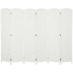 Folding Room Divider Screen 6 Panel 5.6 ' Tall Privacy Screen Freestanding Room Partition for Home Office, White