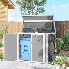 4.7 x 2.5FT Outdoor Horizontal Storage Shed, Lockable Trash Can Storage with Chain Lid, Gray